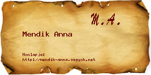 Mendik Anna névjegykártya